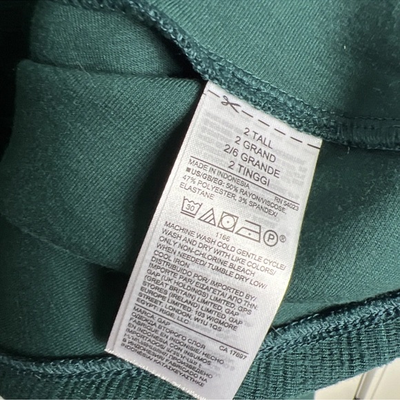 GAP Fit Flare Dress Long Sleeve Tropic Green Back Zip Stretch Knit 2 Tall - Picture 7 of 8